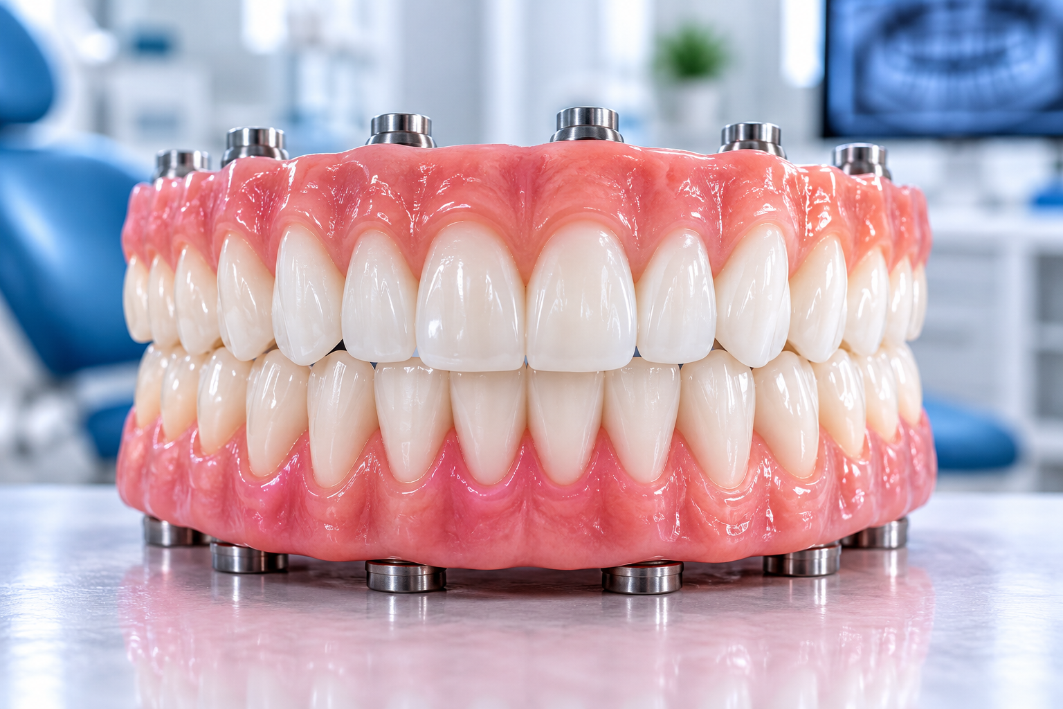 Complete full-arch dental implant prosthesis